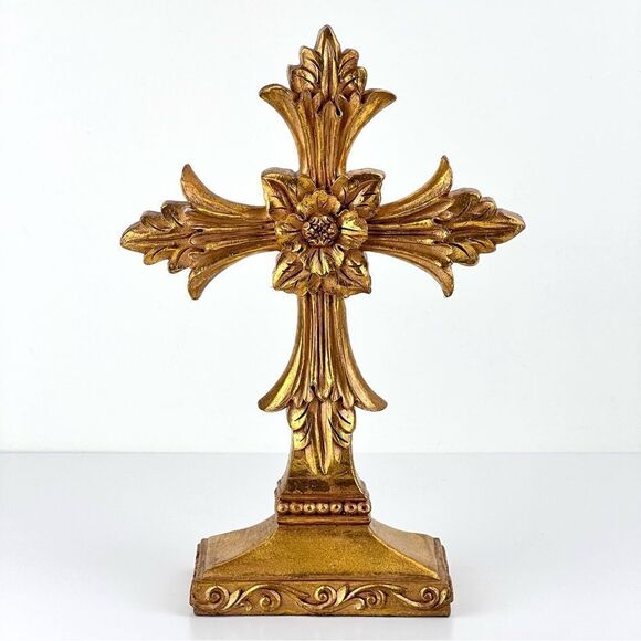Vintage 11" Standing Cross Table Top Religious Christian Crucifix - Picture 5 of 10
